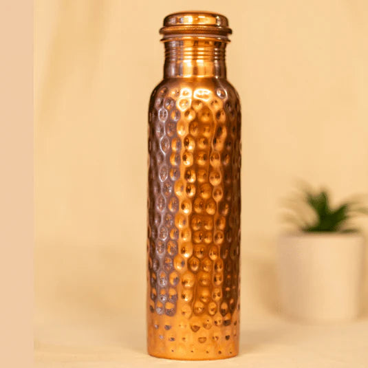 Copper Water Bottle Hammered 950ml