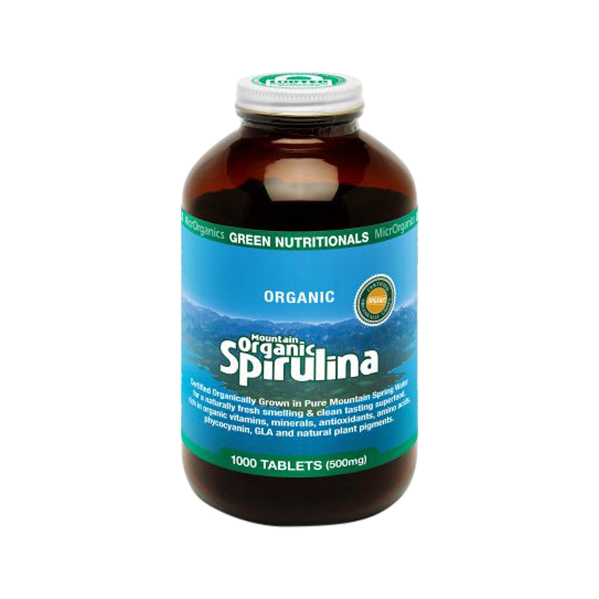 Green Nutritionals Mountain Organic Spirulina 500mg tablets