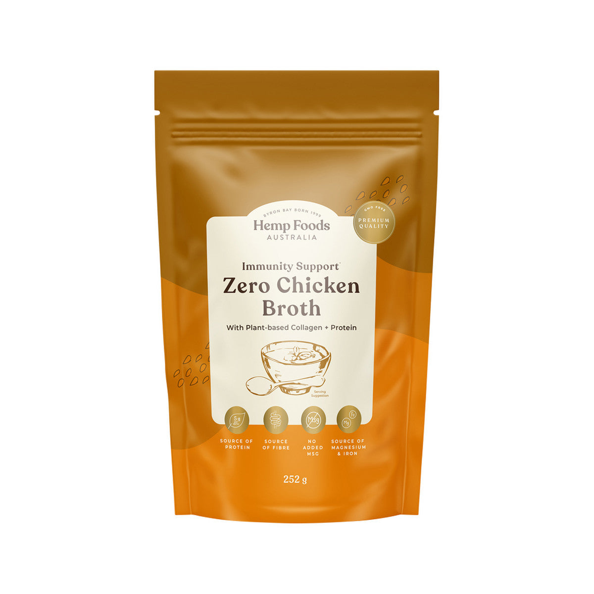 HEMP FOODS AUS Broth Zero Chicken (Vegan) Immunity Support With Plant-Based Collagen + Protein 252g