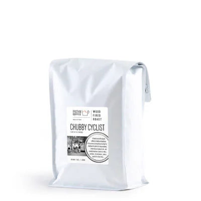 Woodfire Chubby Cyclist Frothin' coffee