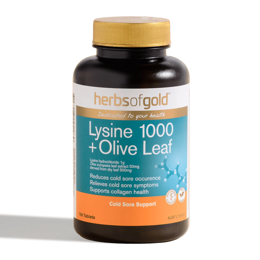 HERBS OF GOLD Lysine 1000 + Olive Leaf 100t