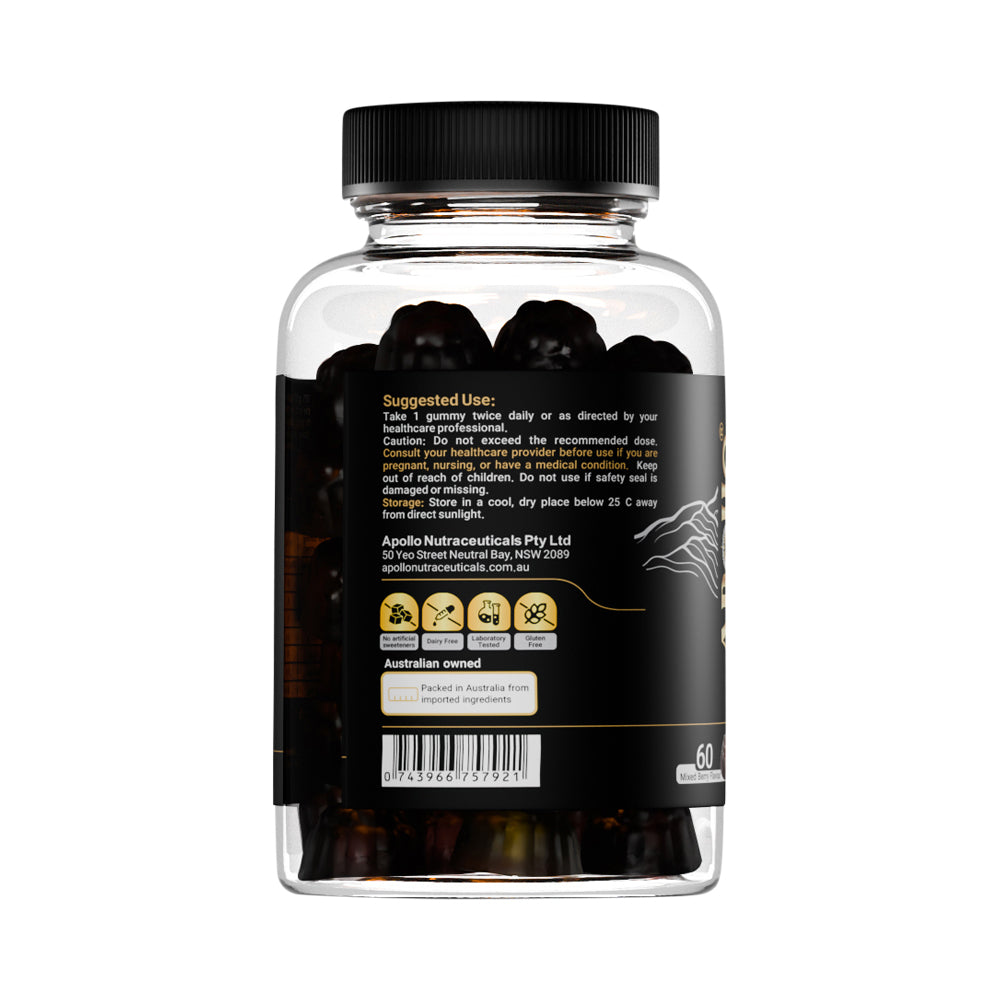 APOLLO HIMALAYAN SHILAJIT GUMMIES MIXED BERRY 60PK