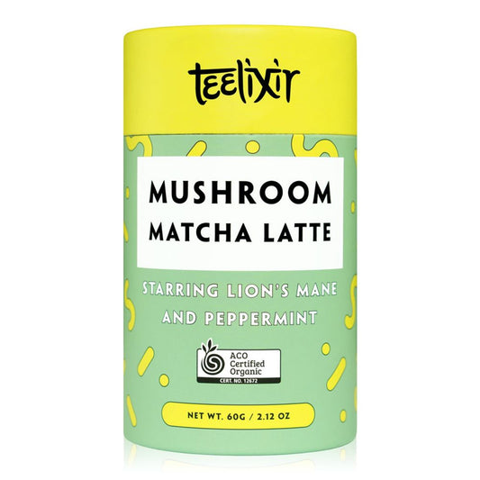 Teelixir Mushroom Matcha Latte with Lion's Mane Extract Powder & Peppermint - 60g