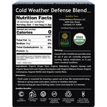 BUDDHA TEAS Cold Weather Defense Blend Organic Herbal Tea x18