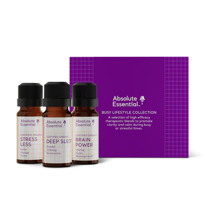 Absolute Essential Busy Lifestyle Essentials (10ml Pure Blends of Dream Time, Brain Power, Stress Less)