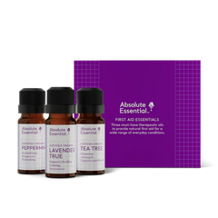 Absolute Essential First Aid Essentials (10ml Pure Organic Essential Oils of Lavender True, Peppermint, Tea Tree)