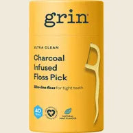 Grin  Charcoal Infused Floss Picks Ultra Clean 40pcs