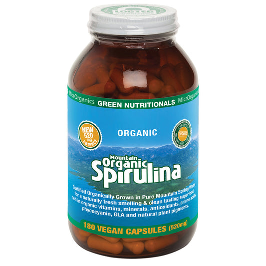 GREEN NUTRITIONALS Mountain Organic Spirulina 520mg Capsules