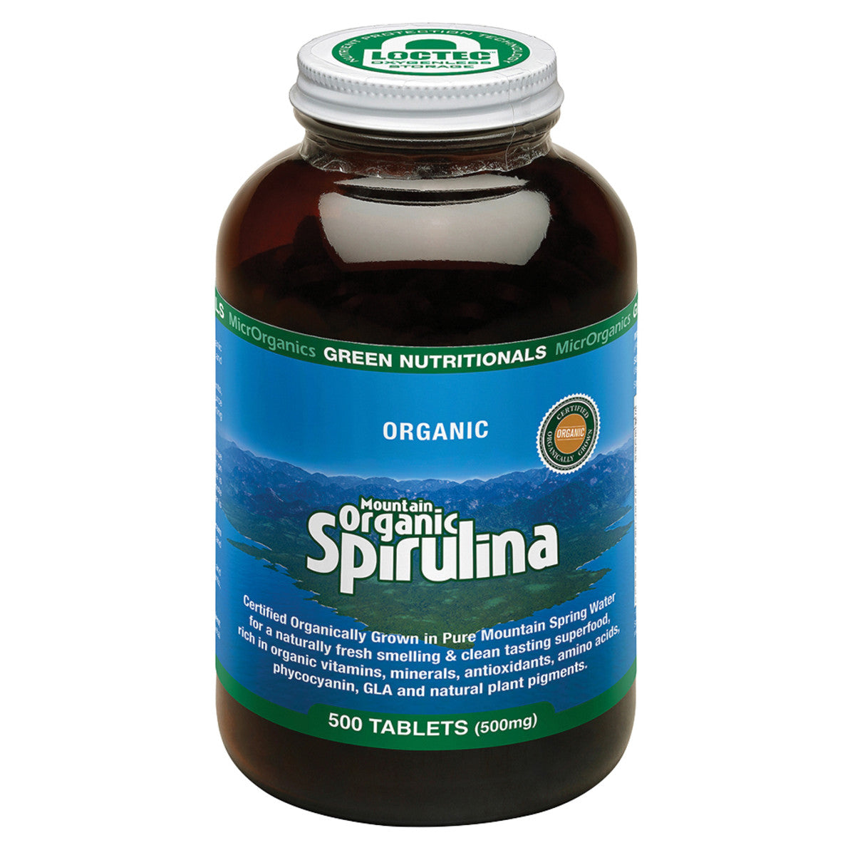 Green Nutritionals Mountain Organic Spirulina 500mg tablets