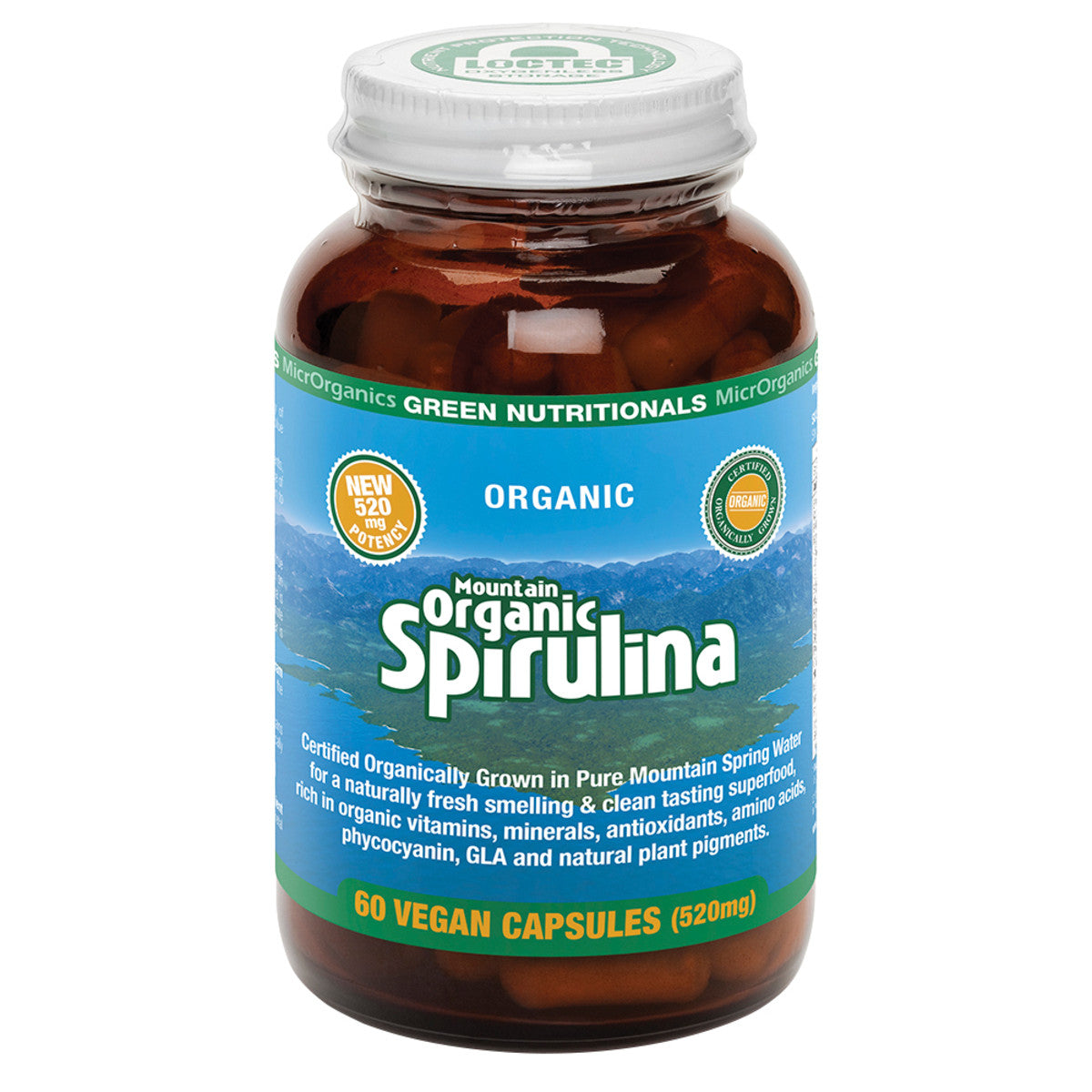 GREEN NUTRITIONALS Mountain Organic Spirulina 520mg Capsules