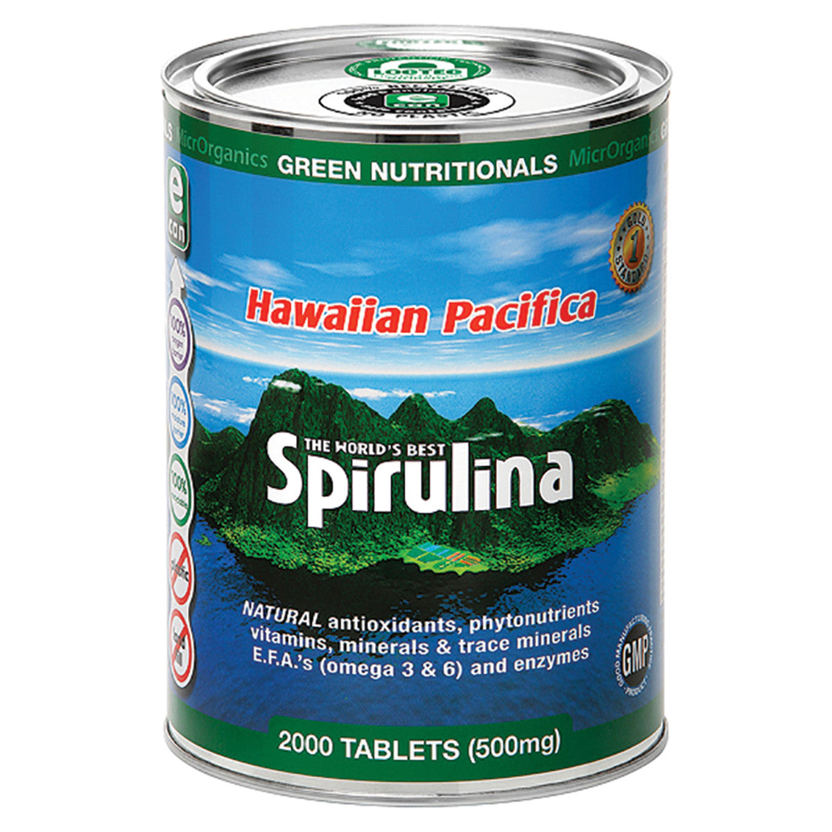 GREEN NUTRITIONALS Hawaiian Pacifica Spirulina 500mg