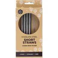 EVER ECO Stainless Steel Short Straws 4pk