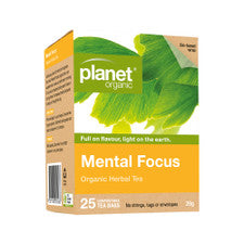 PLANET ORGANIC Organic Mental Focus Herbal Tea x 25 Tea Bags