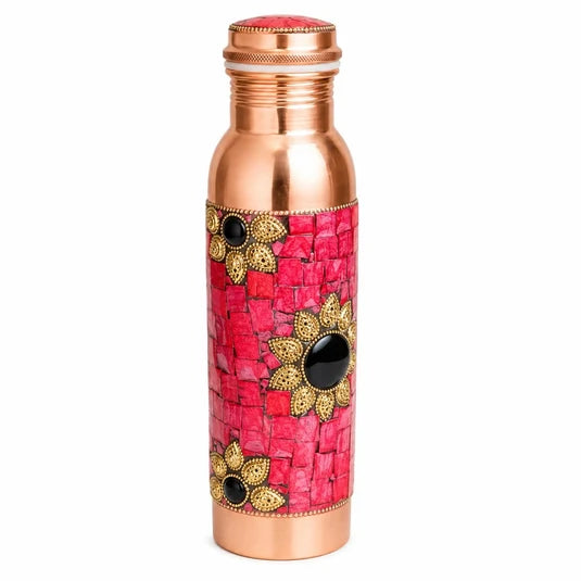 Red Stone Deco Copper Water Bottle - 950mL