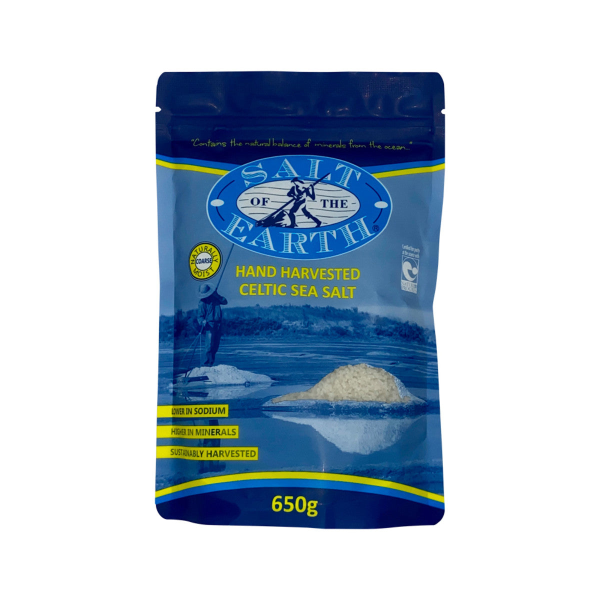 SALT OF THE EARTH Hand Harvested Celtic Sea Salt Coarse — Moist