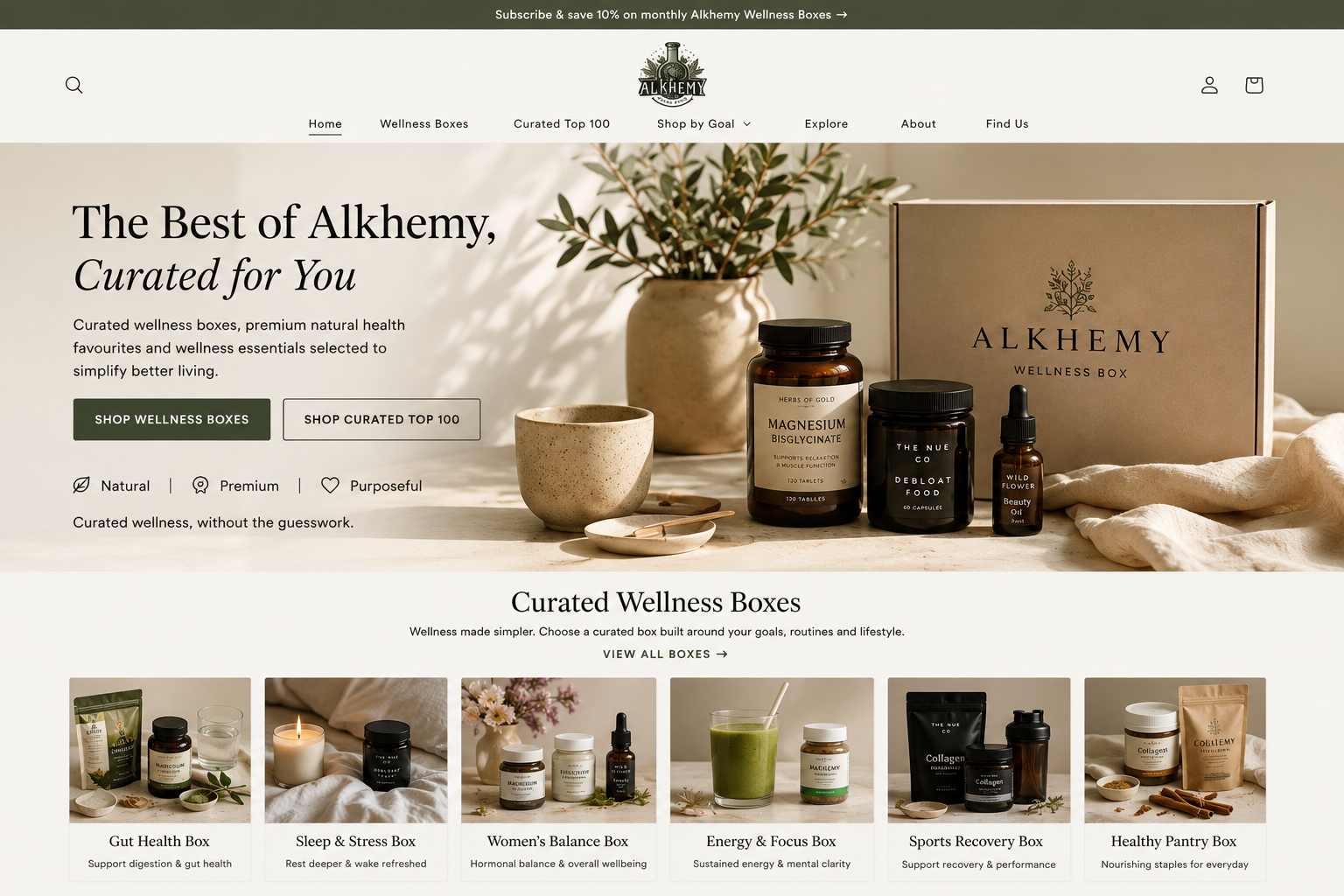 Alkhemy premium curated wellness hero banner
