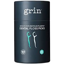 GRIN 100% Recycled Plastic Dental Floss Picks Adults