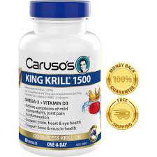 Carusos Natural Health King Krill 1500mg + Vitamin D 60 Capsules