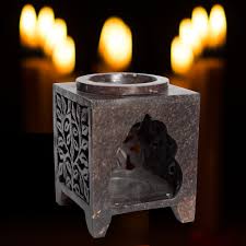 Tinderbox Incense burner - hand carved soapstone. Square.