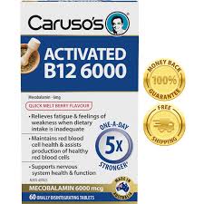 Carusos Natural Health Vitamin B12 Activated Melt 6000 60 Tablets
