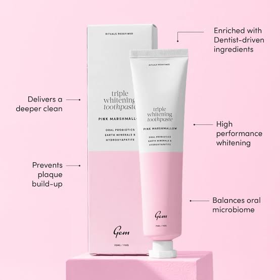 Gem Triple Whitening Toothpaste Pink Marshmallow